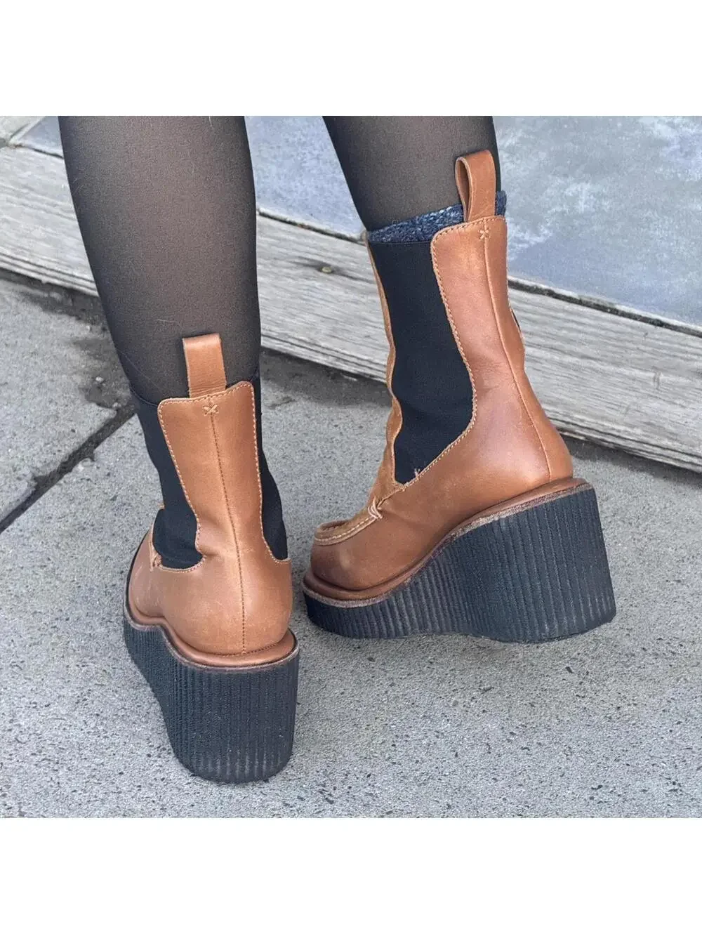 Rag & Bone Leather Platform Wedge Chelsea Boots 8.5 - Picture 6 of 6